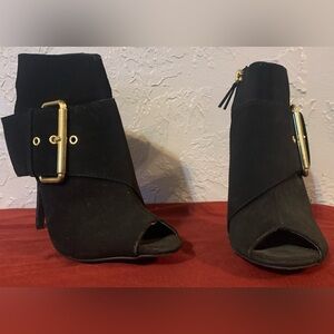 Anne Michelle Elegant Black Peep-Toe Ankle Boots